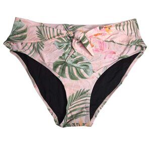 Fashion to Figure High Waisted Front Tie Knot Bikini Bottom 2X Tropical Print